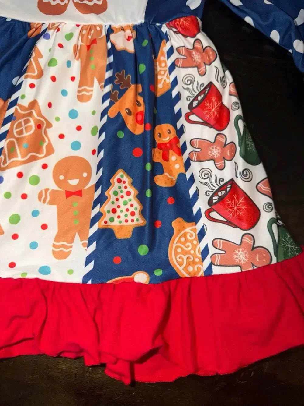 Boutique Gingerbread Man Long Sleeve Ruffle Twirl Dress Size XS (2T)